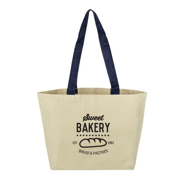 10 Oz. Navy Canvas Grocery Tote Bag - 19 x 14 x 5 (Q301211)