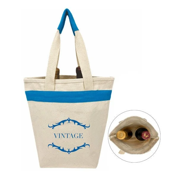 16 Oz. Blue Canvas Gift Bag / Wine Tote Bag (Q381211)