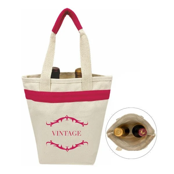 16 Oz. Pink Canvas Gift Bag / Wine Tote Bag (Q181211)