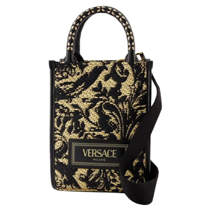 Athena Shopper Bag - Versace - Leather - Black