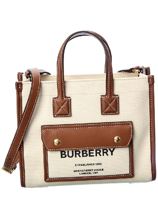 Burberry Freya Mini Canvas & Leather Tote