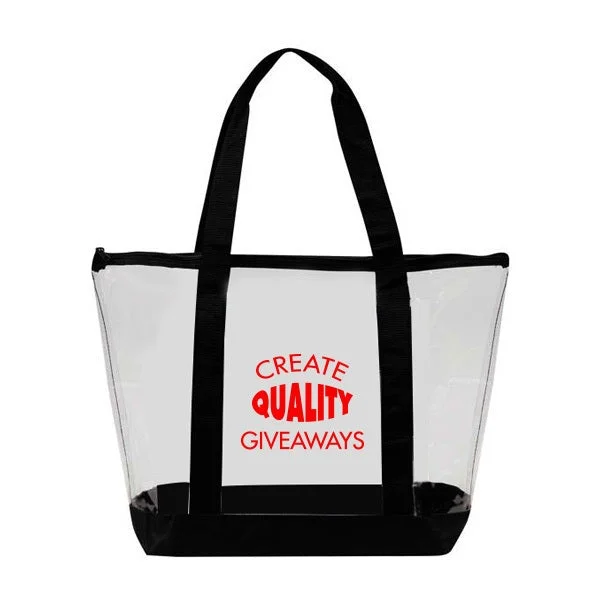 Clear Zipper Tote With Pocket (Q419111)