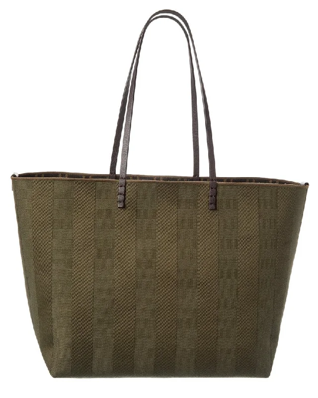 FENDI Roll Large Canvas & Leather Tote