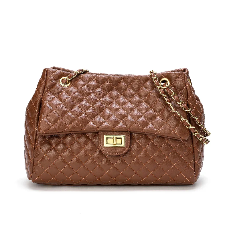 Full-Grain Quilted Sheepskin Leather Tote