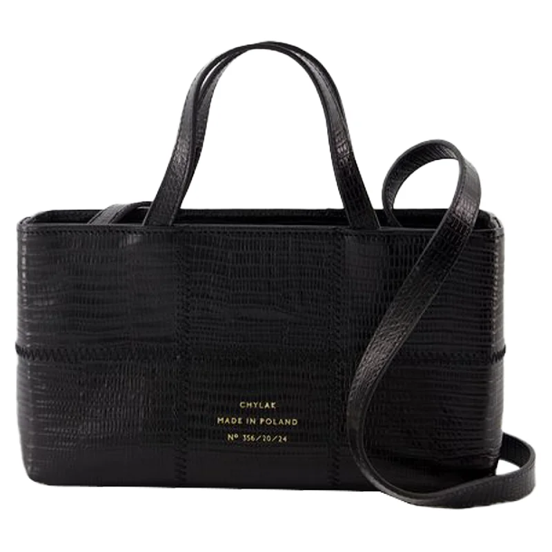 Mini shopping bag - Chylak - Leather - Black