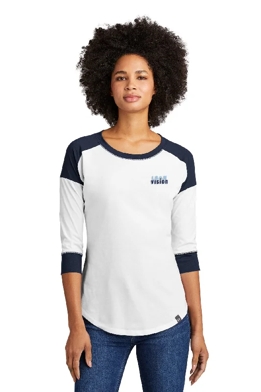 New Era Ladies Heritage Blend 3/4-Sleeve Baseball Tee, True Navy/ White [Loan Vision]