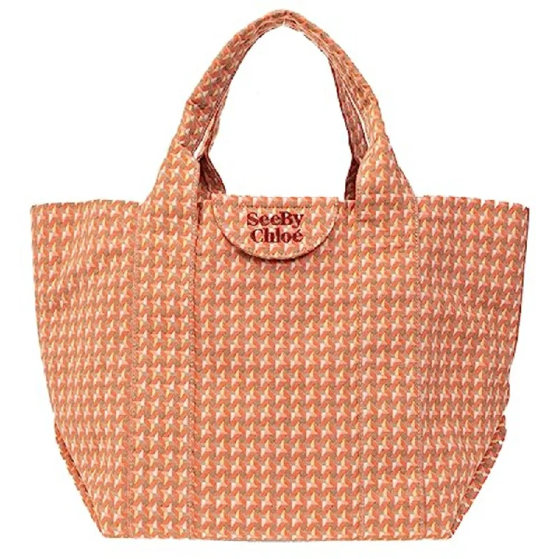 See by Chloe Women's Happy Orange ?LAETIZIA? SHOPPER BAG Tote Large