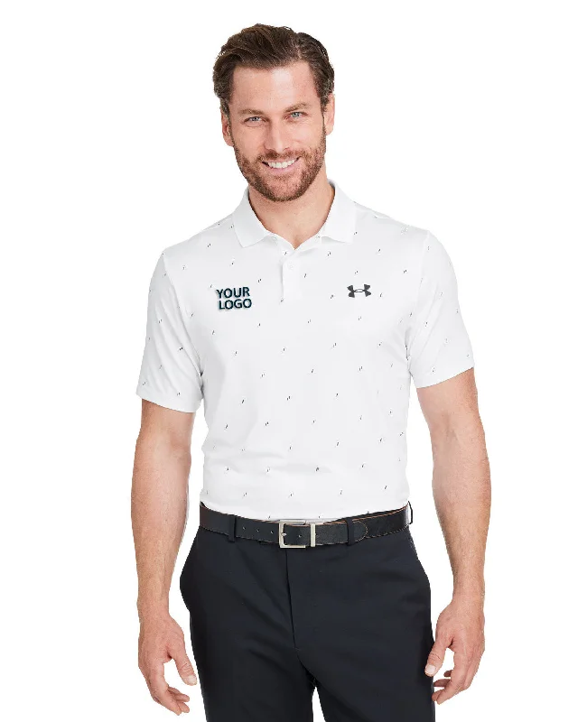 Under Armour Men's 3.0 Printed Performance Custom Polos, White