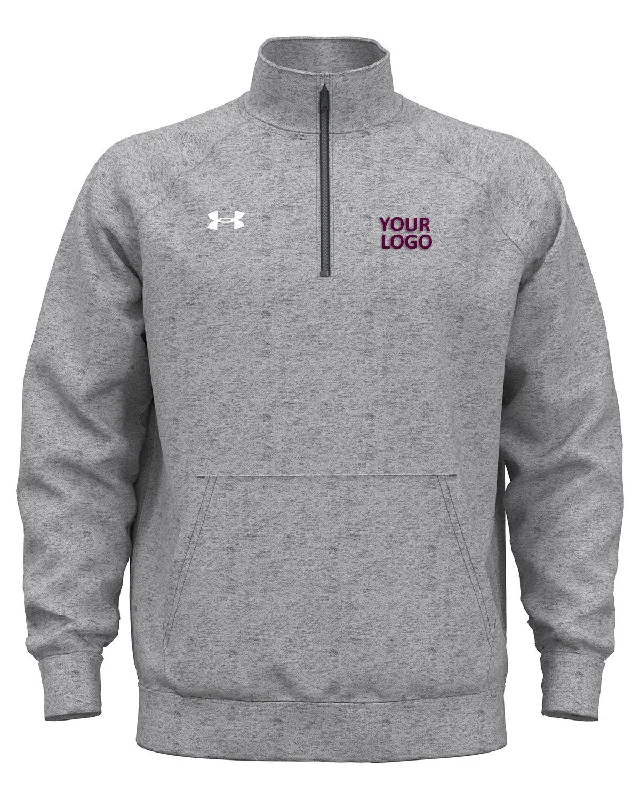 Under Armour Mens Rival Fleece Custom Quarter-Zips, Grey Light