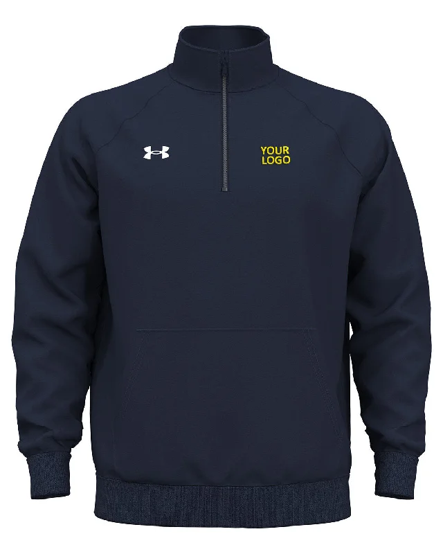 Under Armour Mens Rival Fleece Custom Quarter-Zips, Medium Navy