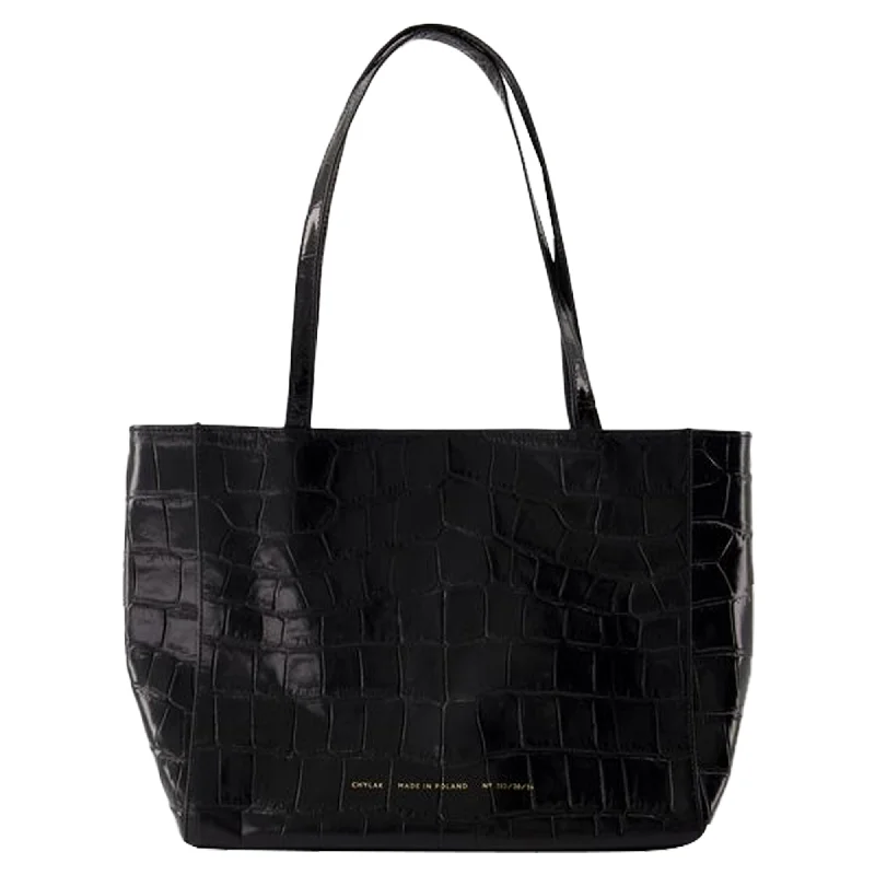 Wide Shopper Bag - Chylak - Leather - Black