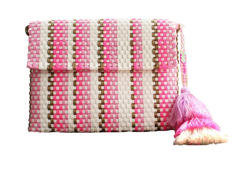 Women's Clutch With Crossbody Strap Bag In Rosa Neon Rain