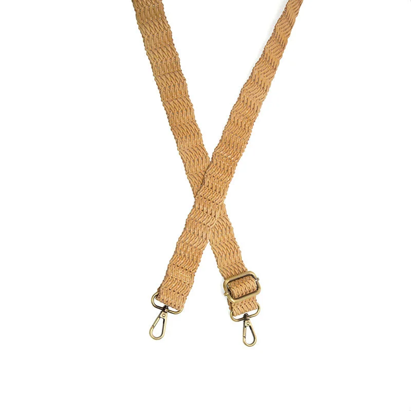 1.2" Woven Faux Leather Guitar Strap in Natural