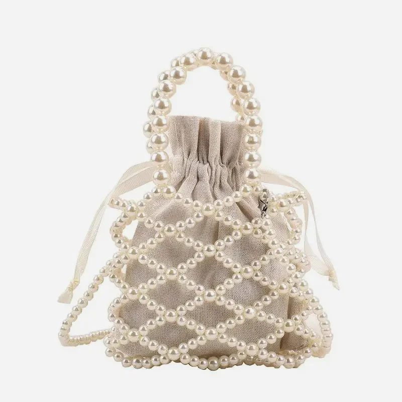 Acrylic Pearl Handbag With Lining For Women Vintage Crossbody Bag