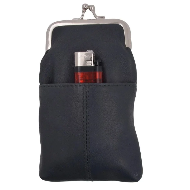 AFONiE Soft Leather Kiss Lock Pouch