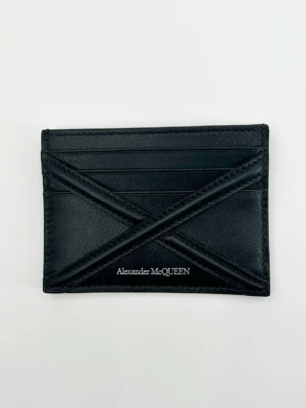 Alexander McQueen Black Leather 'The Harness' Card Holder