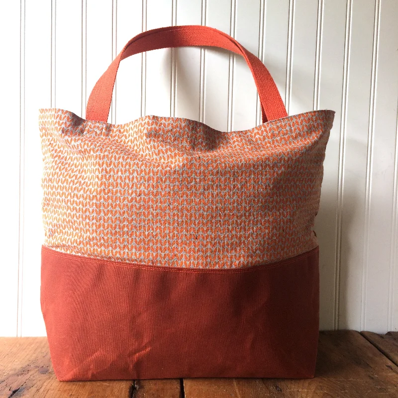 Beeswaxed Bottom Tote Bag - Orange