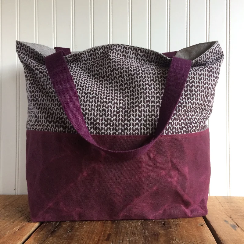 Beeswaxed Bottom Tote Bag - Plum