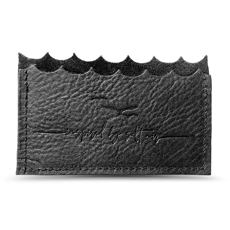 Mini Wallet "Inspired By Salt Air" in Black Leather