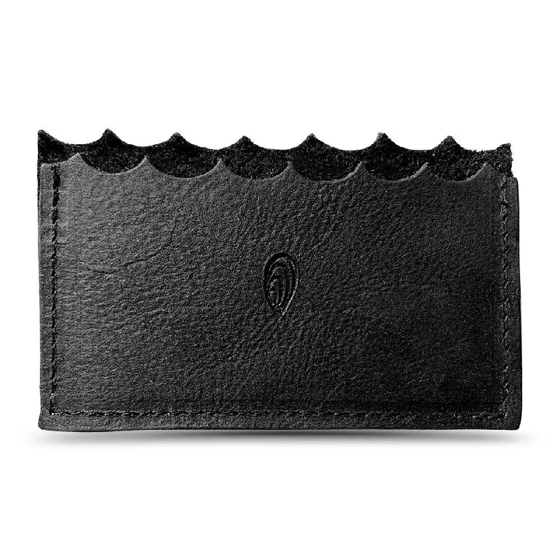 Mini Wallet with Oyster Shell in Black Leather