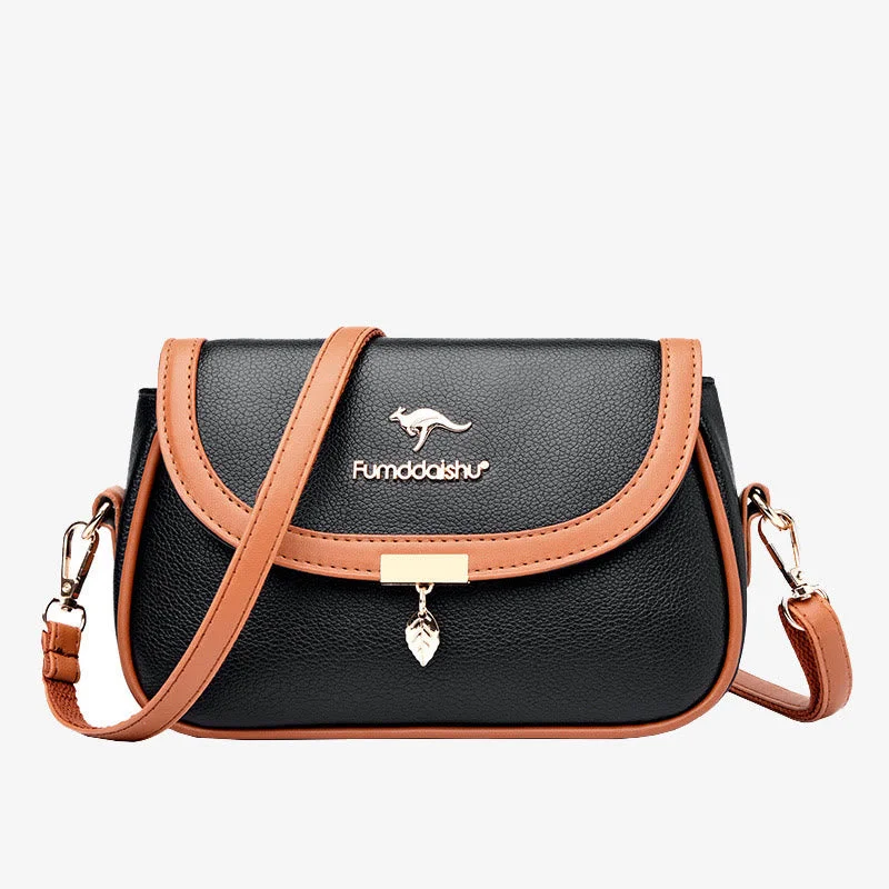 Clamshell Crossbody Bag Leaf Buckle Design Commuter Purse For Women