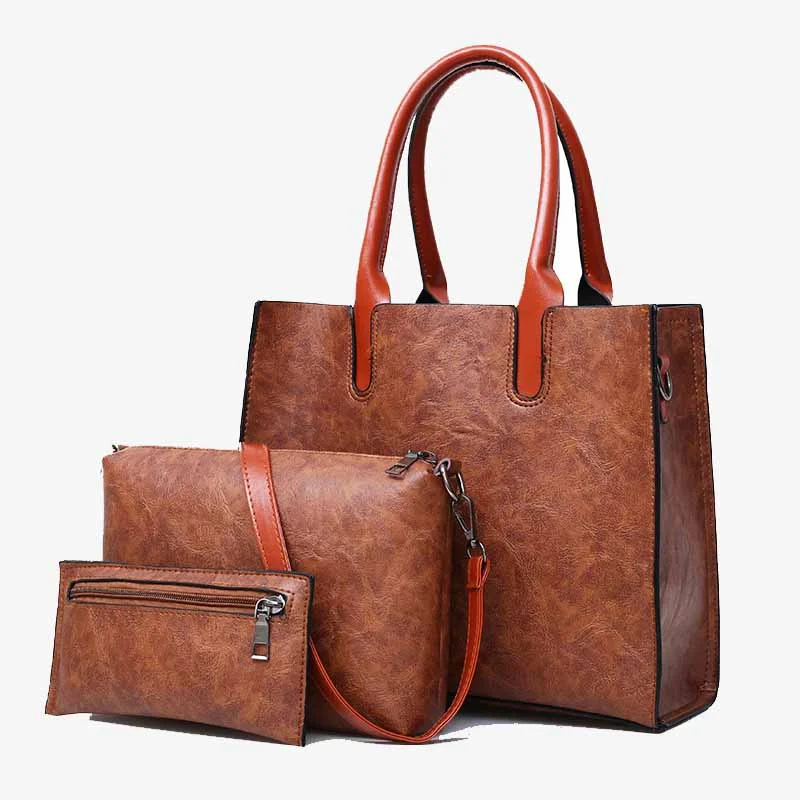 Classic Business Tote For Women Commuter Leather Bag Set