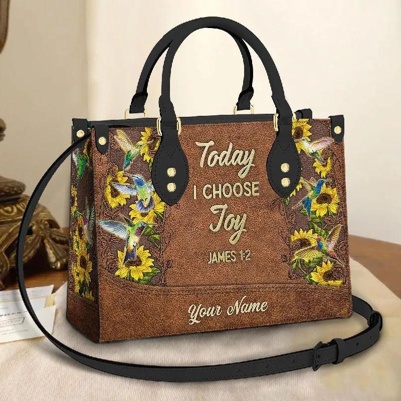 Custom Name Leather Tote For Women Today I Choose Handbag