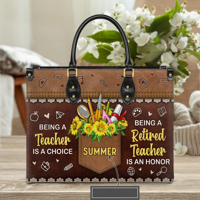 Custom Name Tote For Women Being A Retired Teacher Is An Honor