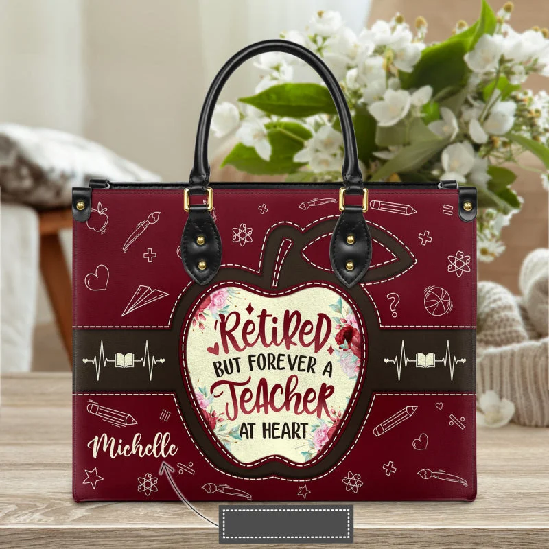 Custom Name Tote For Women Retired But Forever A Teacher At Heart