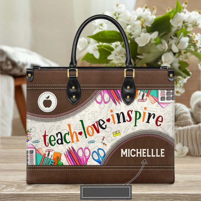 Custom Name Tote For Women Teach Love Inspire