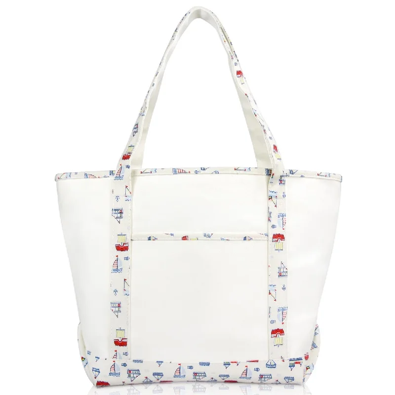 Dalix Sail Boat Tote Shoulder Bag Heavy Cotton Canvas