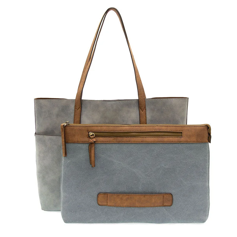 Danica Tote with Laptop Bag in Light Grey