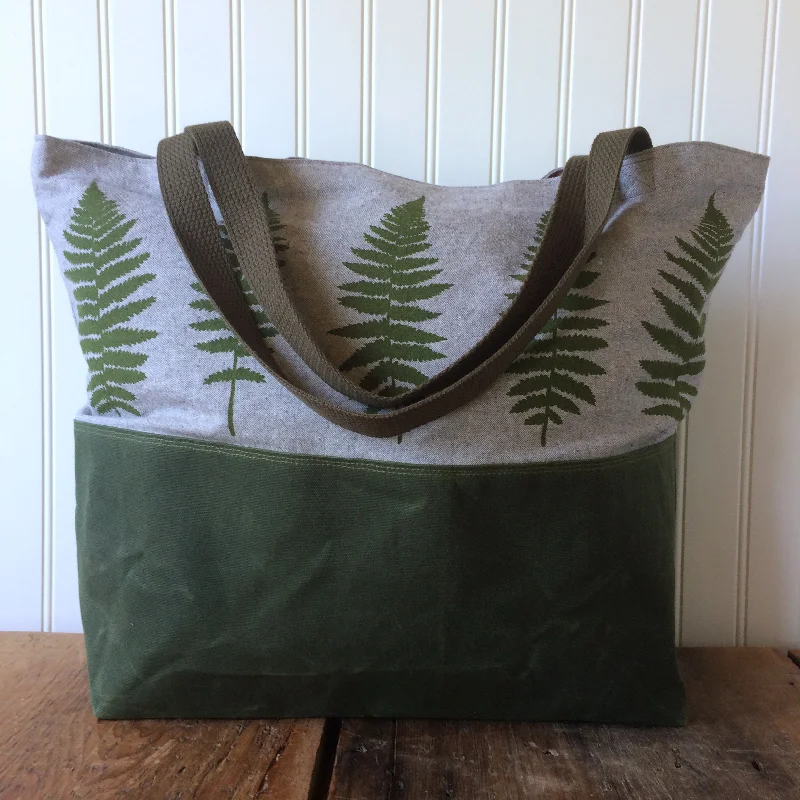 Fern Waxed Bottom Tote Bag