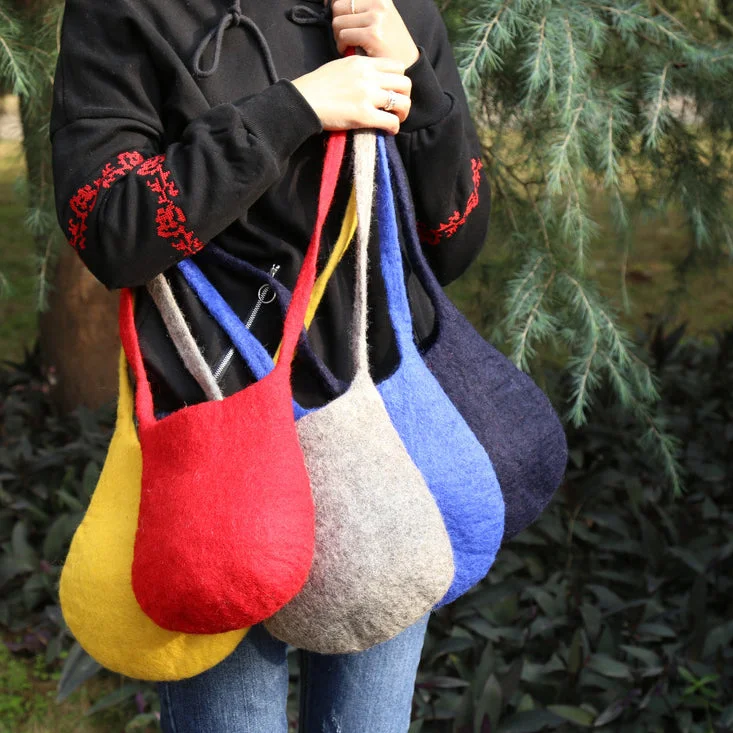 Handmade Bucket Bag For Women Wool Felt Crossbody Purse