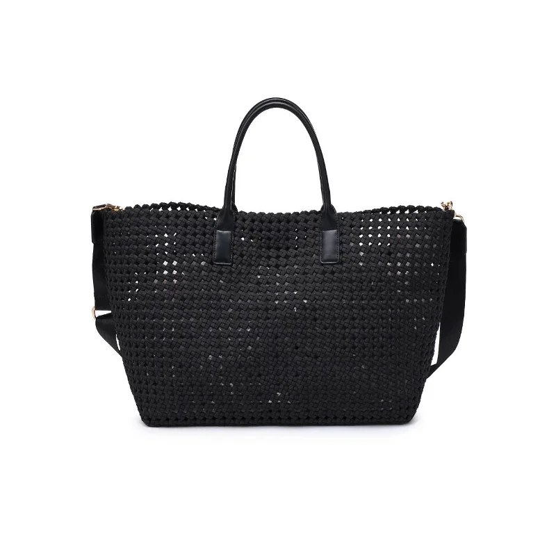 Large Hand Woven Knot Tote in Black