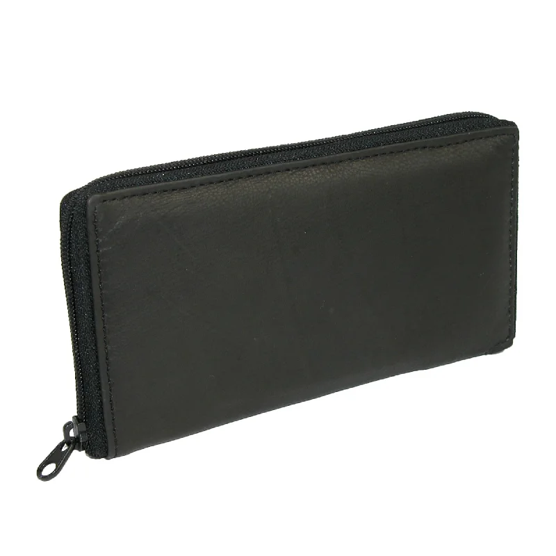 Leather Deluxe Zip Around Checkbook Cover Wallet