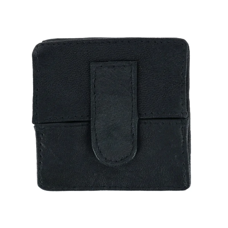 Leather Fold Up Coin Change Pouch with Snap Button Closure