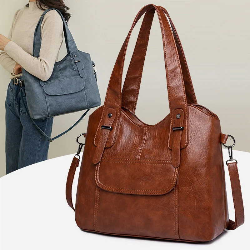 Lightweight Tote Detachable Strap Leather Underarm Bag For Women Commuter