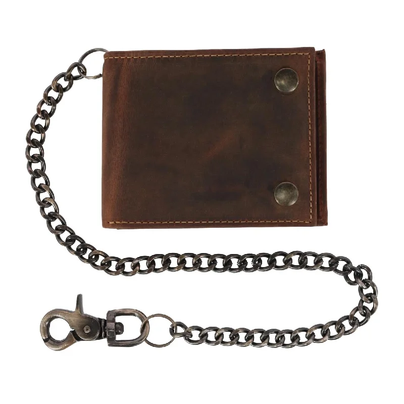 Men's Leather Bifold Chain Wallet