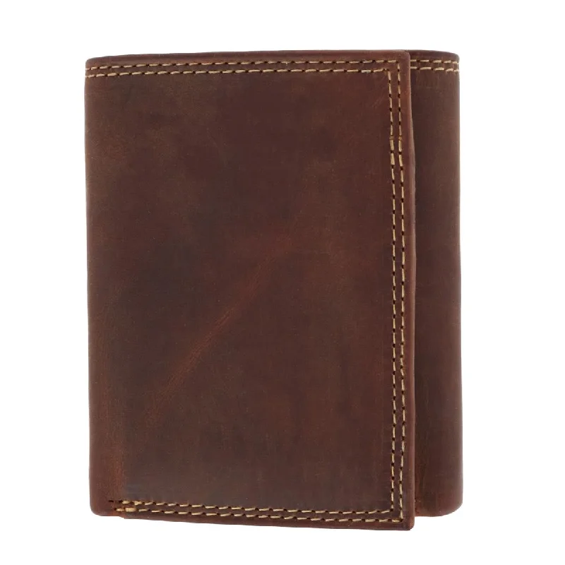 Men's Leather Contrast Stitch Trifold Wallet