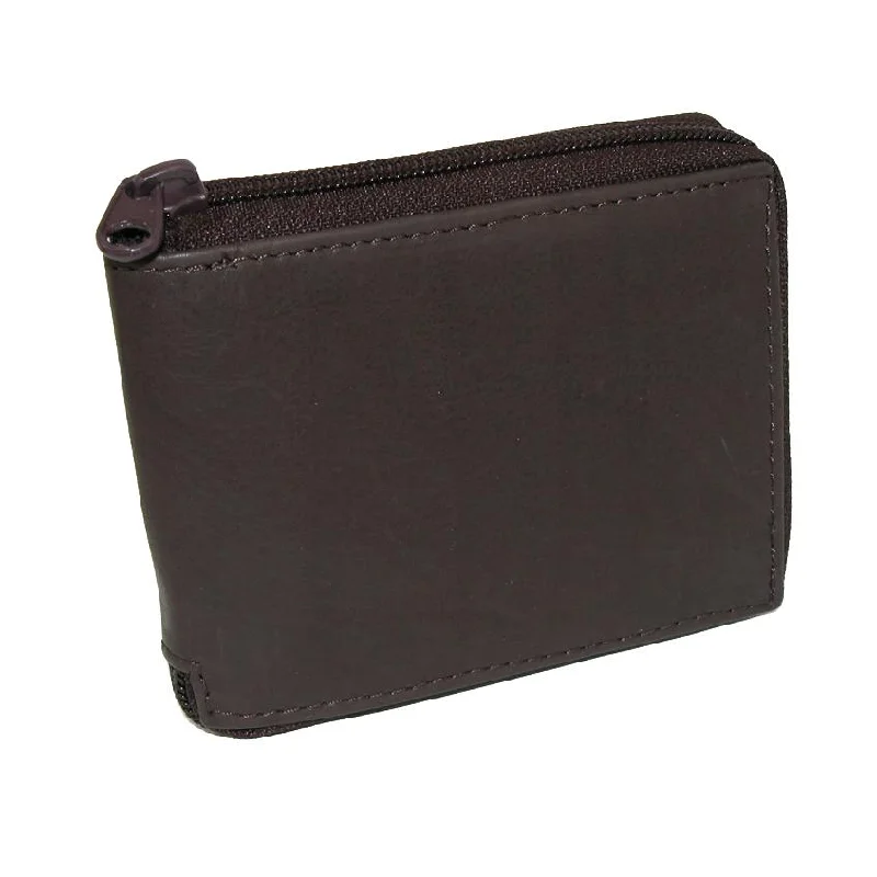 Men's Leather Zippered Bifold Wallet