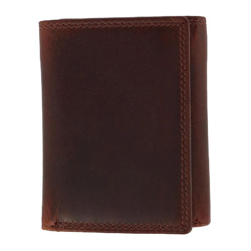 Men's Oil Tanned Leather Trifold Wallet with ID Flap