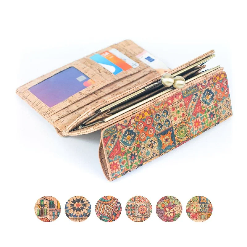 Natural Cork Print Women's Wallet with Antique Brass Purse BAGF-065