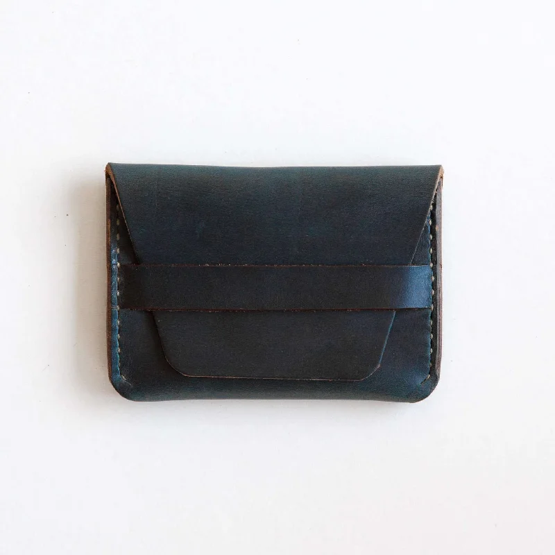 Navy Chromexcel Flap Wallet