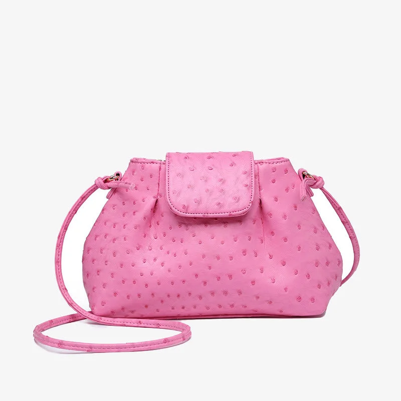 Ostrich Print Crossbody Bag Women Plain Color Cloud Bag