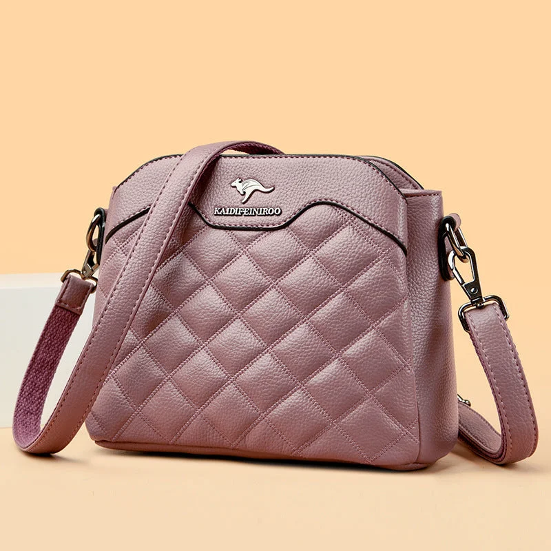 Quilted Crossbody Bag For Women Triple Compartment Shoulder Purse