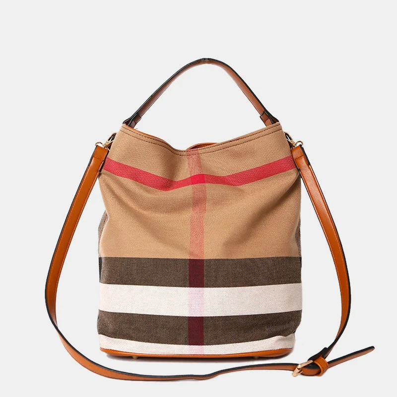 Top Handbag Bucket Bag Classic Plaid Pattern Women Crossbody Bag