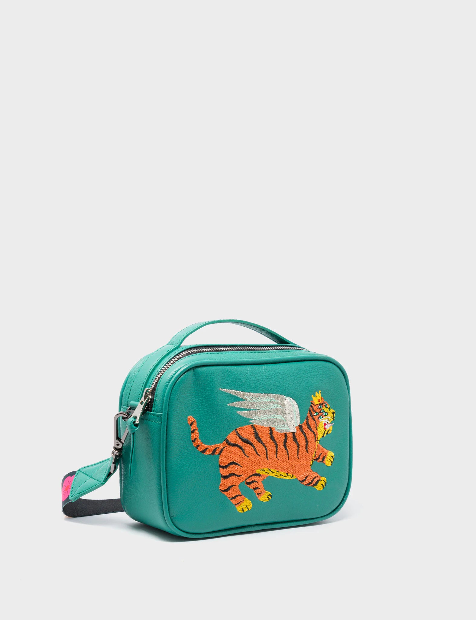 Verto Deep Sea Green Leather Crossbody Bag - Flying Tiger Embroidery