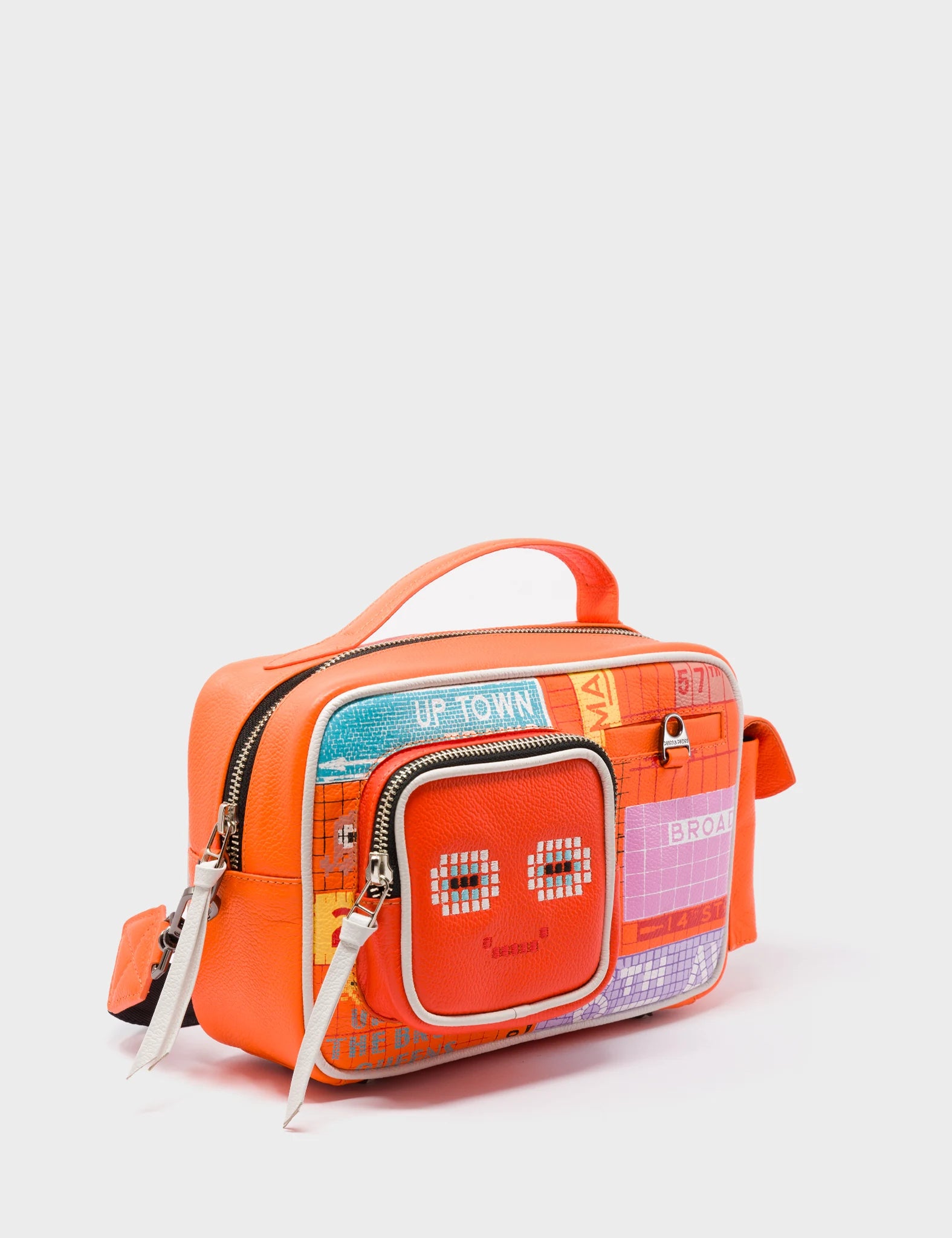 Ilan Radio Medium Lollipop Orange Crossbody Bag - Subway Stories Design