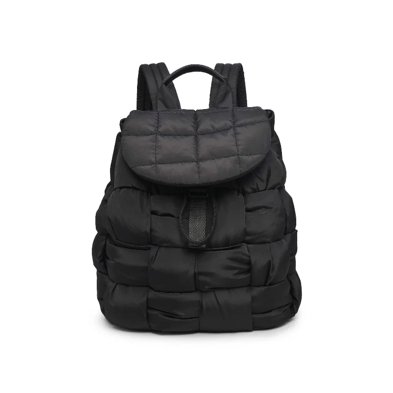 Woven Nylon Backpack in Black